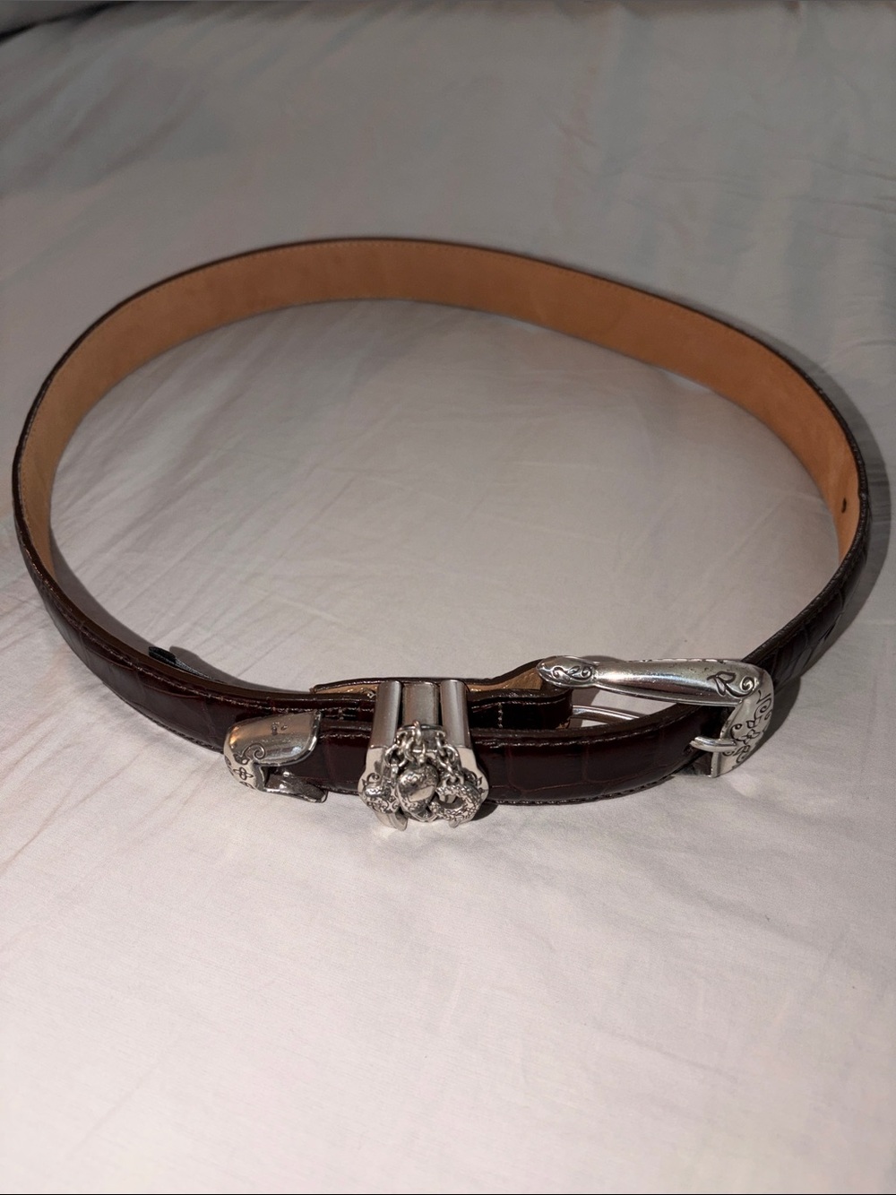 Brighton Brown Croc Embossed Leather Western Belt